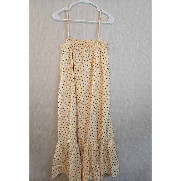 Weworewhat Smocked Midi Ditsy Dasies Ivory dress size XL New - Picture 3 of 15